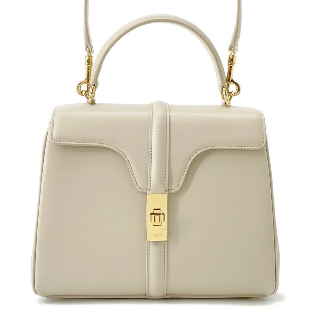 Celine 16 Bag Satinated Calfskin leather White